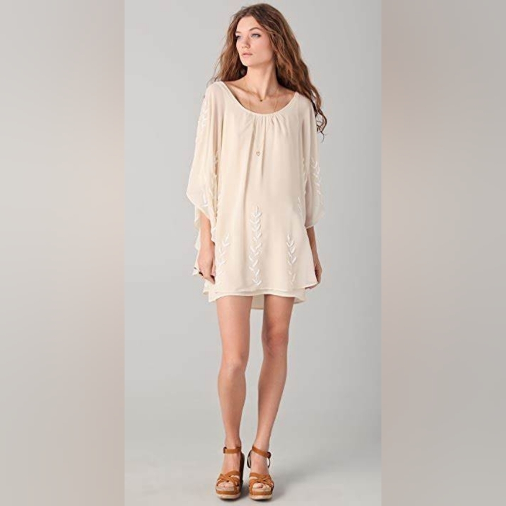 🥳HP🥳 NWT, Free People Nude Embellished Cape Dress